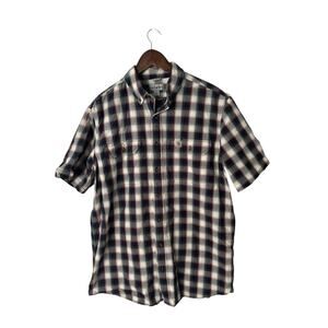Carhartt Mens Blue Shirt Large Tall Plaid Button Down Relaxed‎ Fit102533 412
